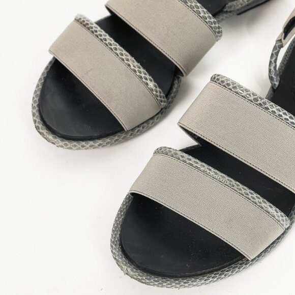 Balenciaga Grey Elastic Snakeskin-Embossed-Trim Slingback Sandals - Picture 6 of 10